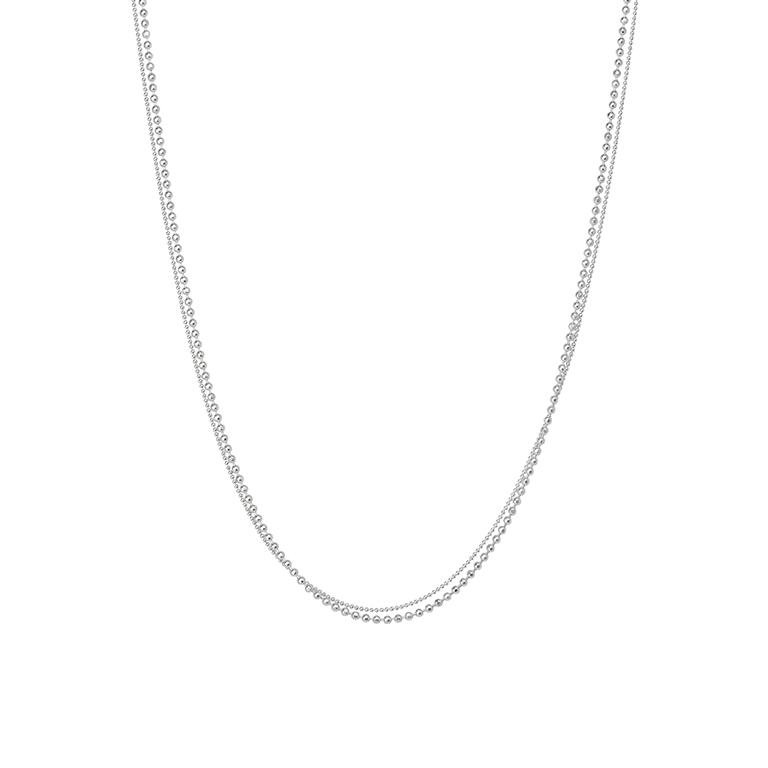 Sence Copenhagen Essentials Hippie Bracelet / Necklace Double Ball Chains Matt Silver Plated