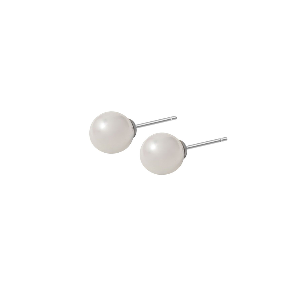 Sence Copenhagen Essentials Joy Ear Studs Mother Of Pearl Matt Silver Plated