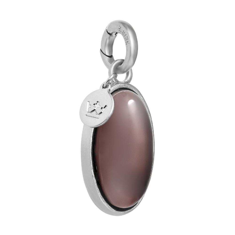 sence copenhagen Essentials Oval Charm Grey Agate matt silver