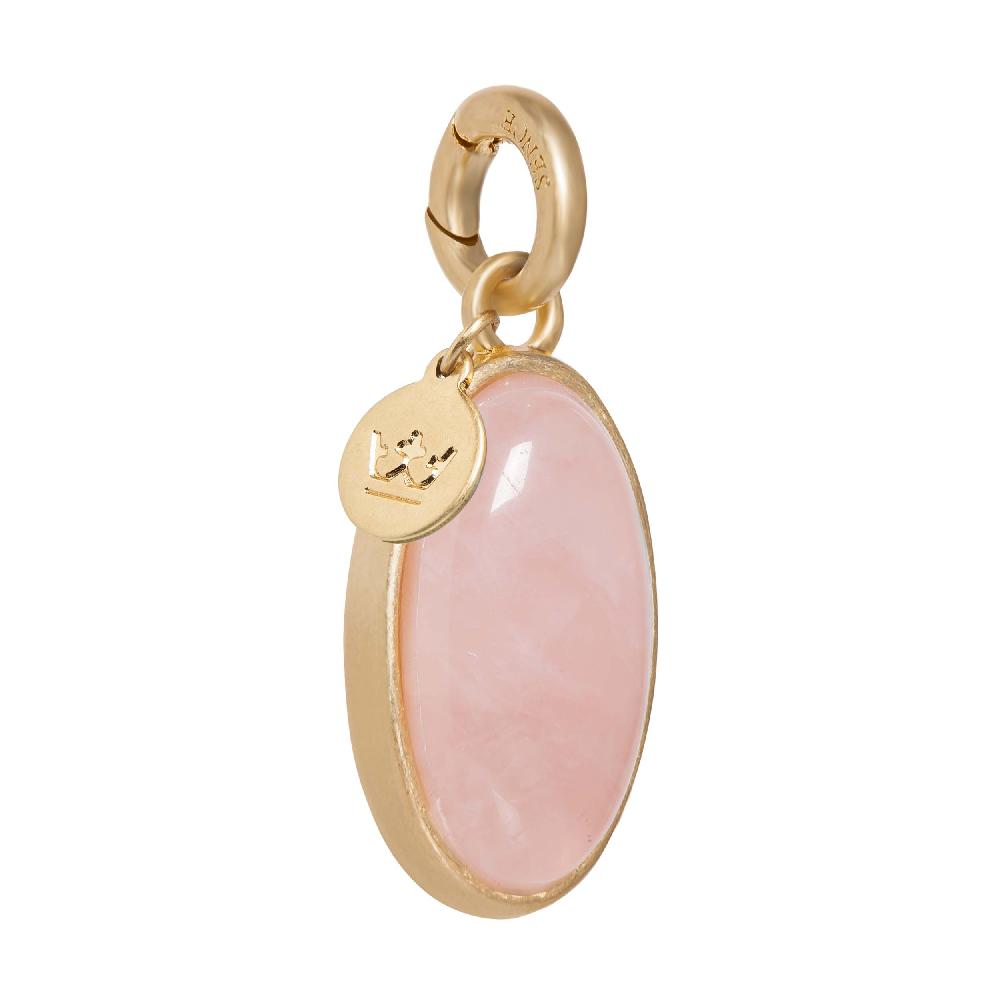 sence copenhagen Essentials Oval Charm Rose Quartz matt gold