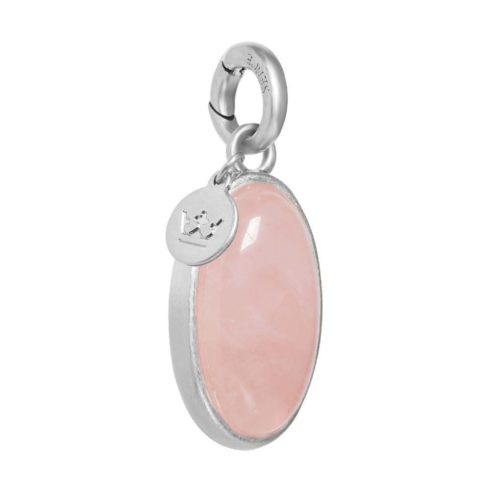 sence copenhagen Essentials Oval Charm Rose Quartz matt silver