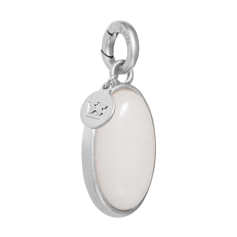 sence copenhagen Essentials Oval Charm White Jade matt silver
