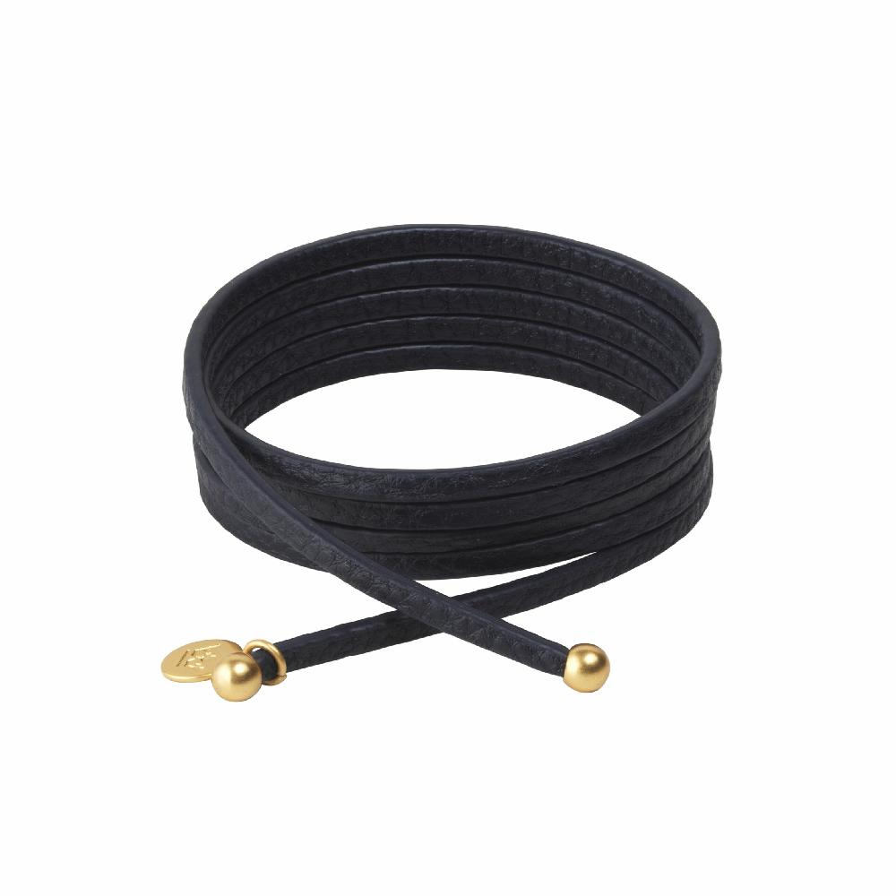 sence copenhagen Essentials strap necklace / bracelet black leather matt gold plated
