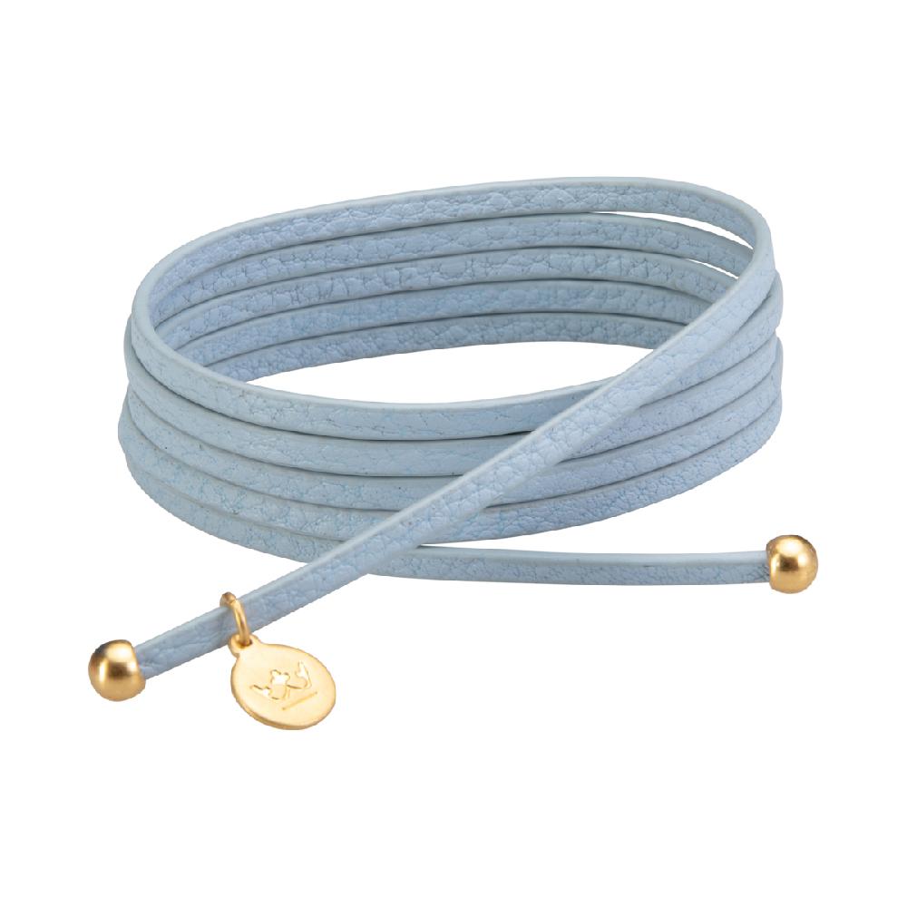 sence copenhagen Essentials strap necklace / bracelet soft blue leather matt gold plated
