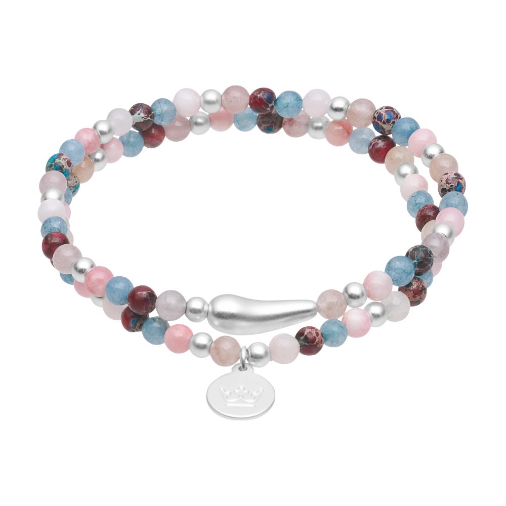 sence copenhagen Gemstone addict double bracelet pastel multi matt silver plated