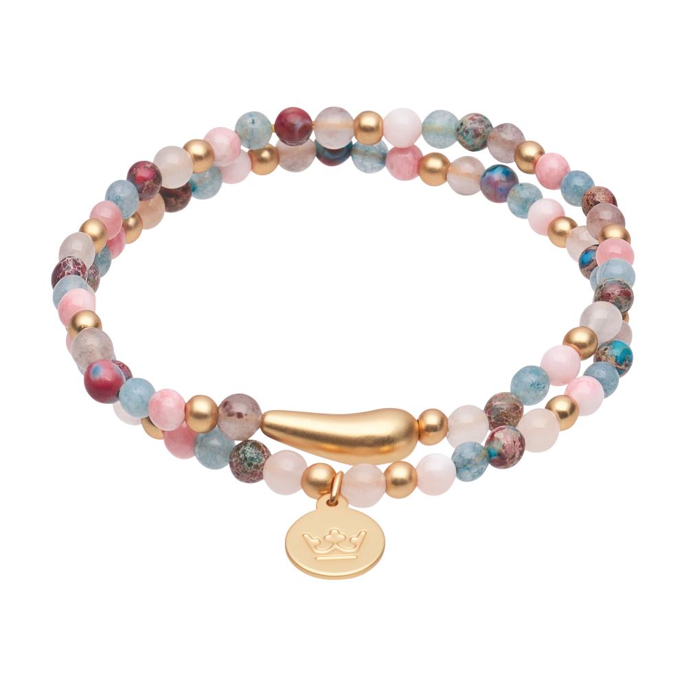 sence copenhagen Gemstone addict double bracelet pastel multi matt gold plated