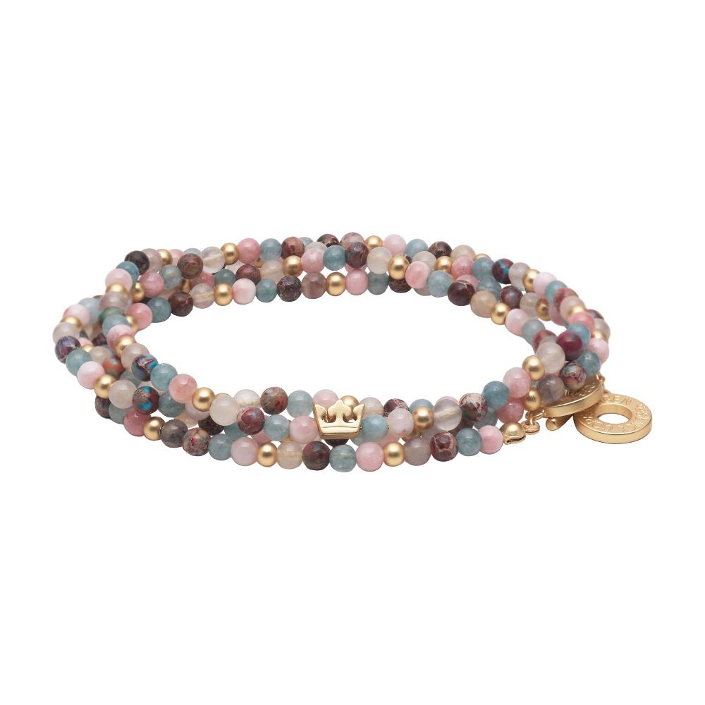 Sence Copenhagen Gemstone Addict Necklace / Wrapped Bracelet - Pastel Multi Matt Gold Plated - 92 CM