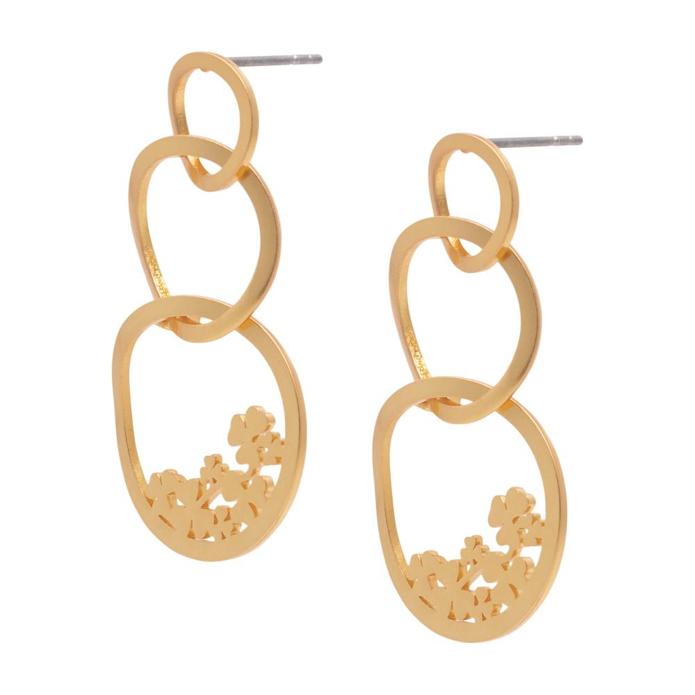 sence copenhagen Happy clover earrings matt gold plated
