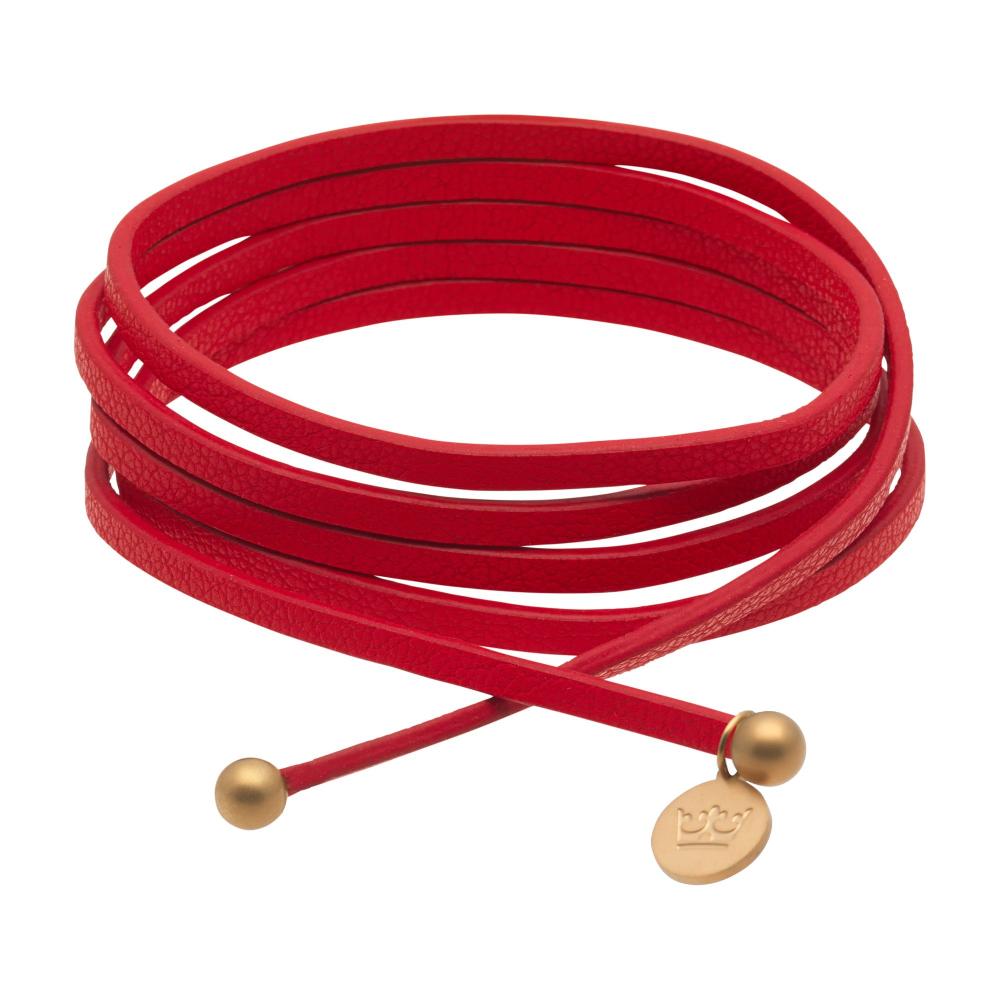 sence copenhagen Leather strap necklace / bracelet high risk red matt gold plated