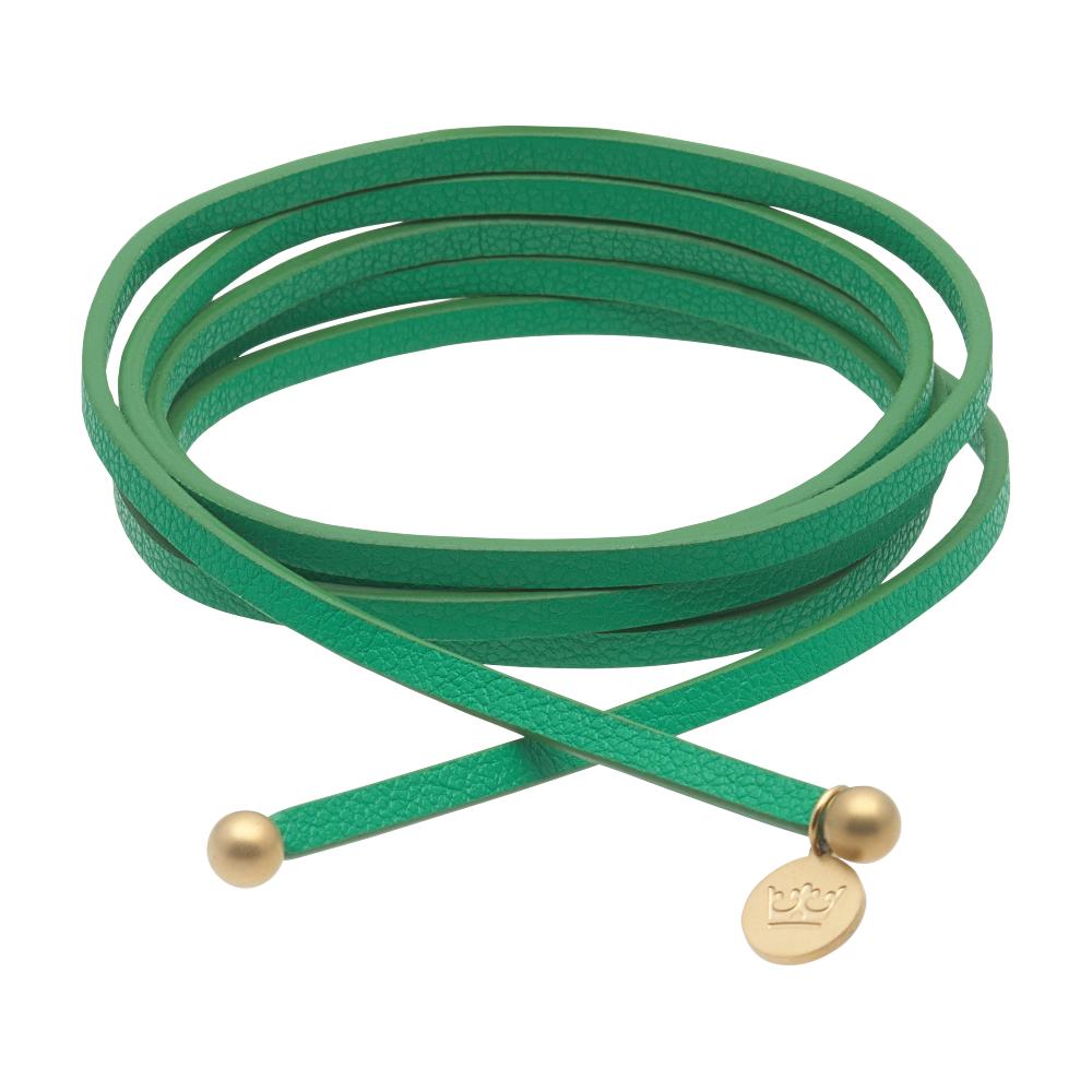 sence copenhagen Leather strap necklace / bracelet jolly green matt gold plated