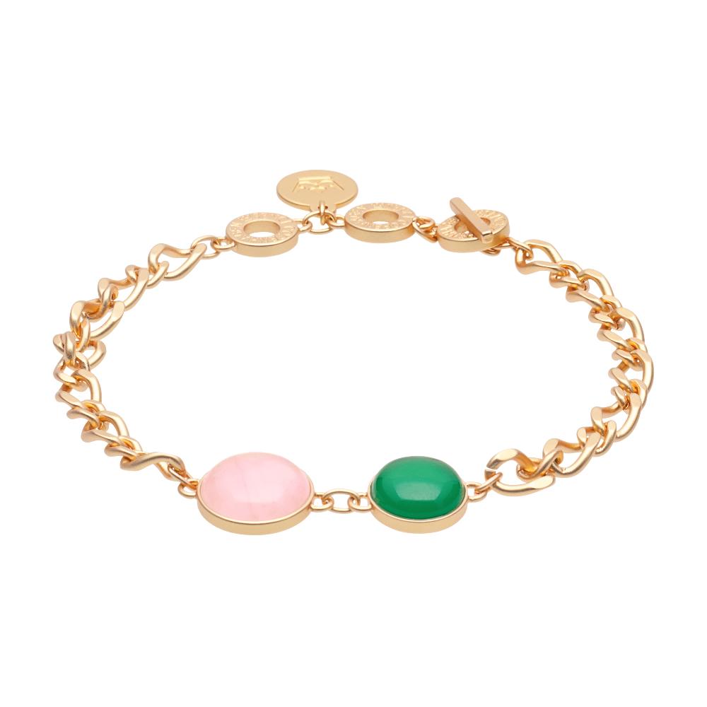 sence copenhagen Stone duet bracelet rose & green quartz matt gold plated