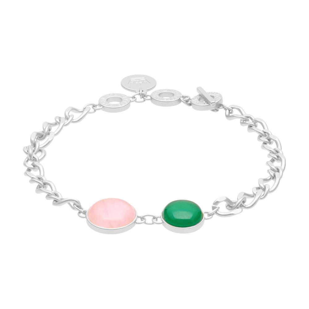 sence copenhagen Stone duet bracelet rose & green quartz matt silver plated