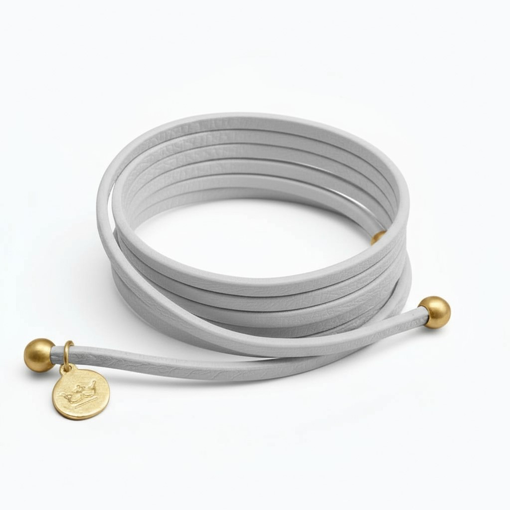 sence copenhagen Strap Necklace / Bracelet - Light grey leather matt gold plated