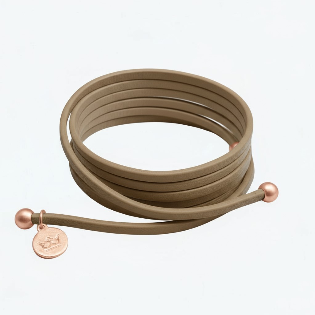 sence copenhagen Strap Necklace / Bracelet - Taupe leather matt rosu00e9gold plated