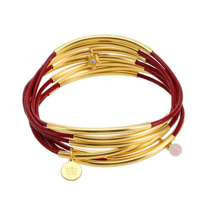 sence copenhagen Urban Gypsy bracelets - red leather matt gold plated