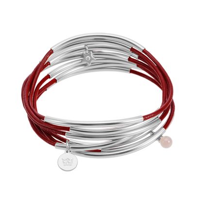 sence copenhagen Urban Gypsy bracelets - red leather matt silver plated