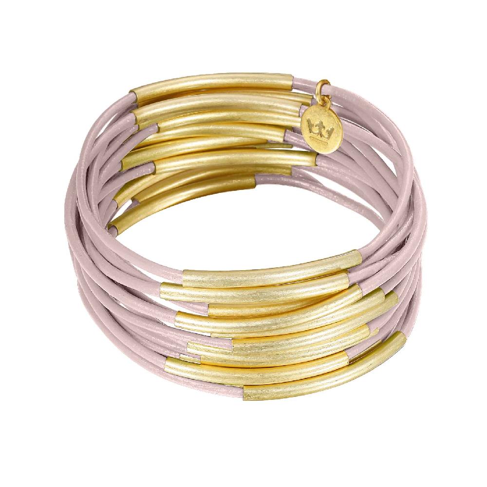 sence copenhagen Urban Gypsy bracelets Soft Rose leather matt gold plated