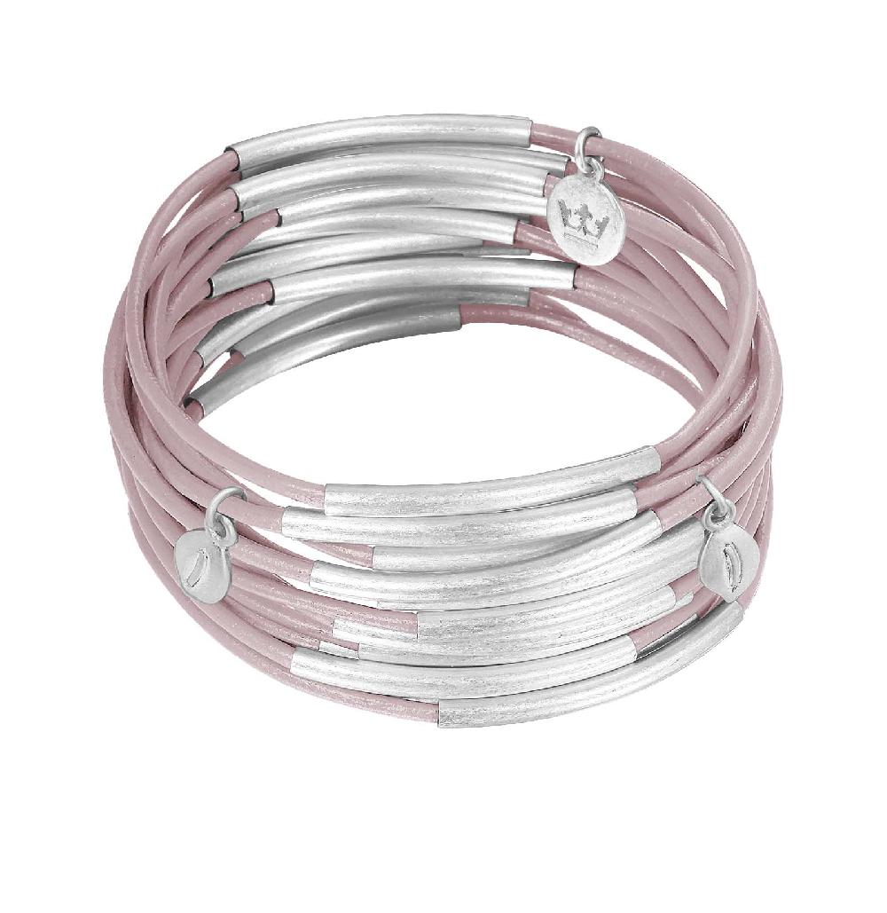 sence copenhagen Urban Gypsy bracelets Soft Rose leather matt silver plated
