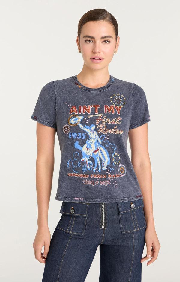 Sept Cinq Bespoke Aint My First Rodeo Shrunken Tee Knit Top