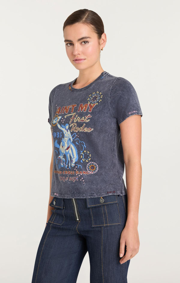 Sept Cinq Bespoke Aint My First Rodeo Shrunken Tee Knit Top