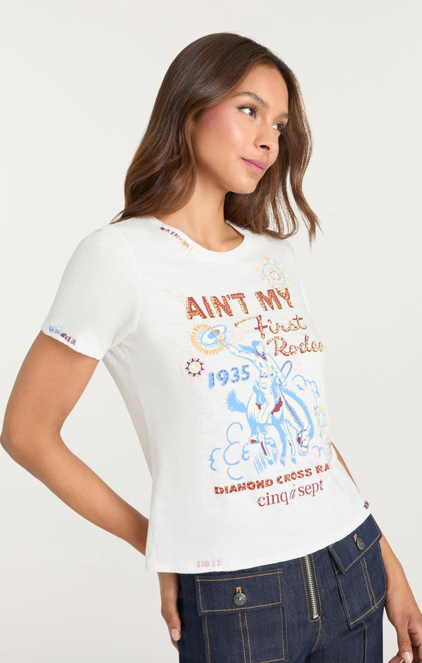Sept Cinq Bespoke Aint My First Rodeo Shrunken Tee Knit Top