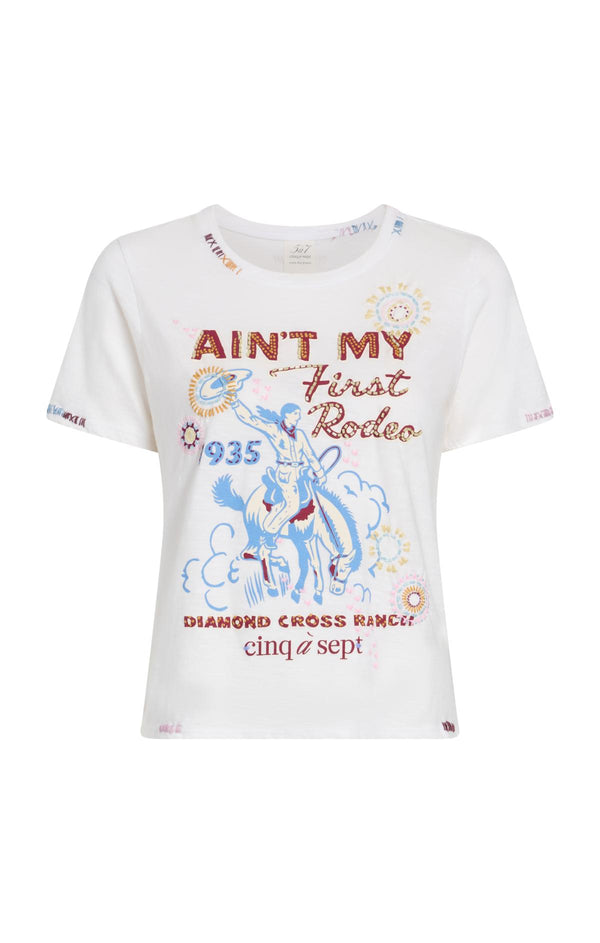 sept cinq Bespoke Aint My First Rodeo Shrunken Tee Knit Top