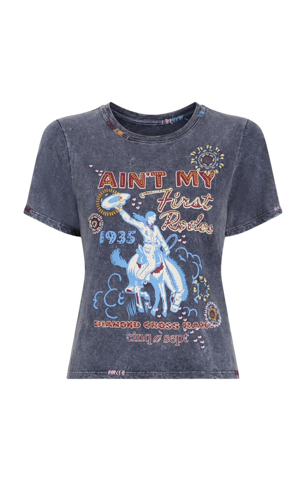 sept cinq Bespoke Aint My First Rodeo Shrunken Tee Knit Top