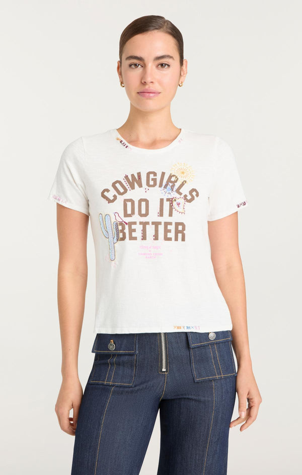 Sept Cinq Bespoke Cowgirls Do It Better Shrunken Tee Knit Top