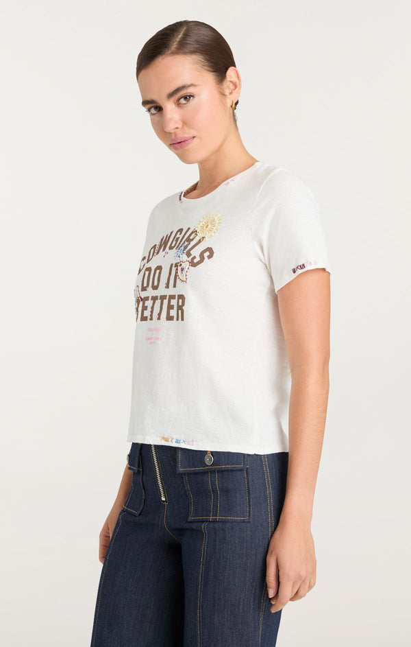 Sept Cinq Bespoke Cowgirls Do It Better Shrunken Tee Knit Top