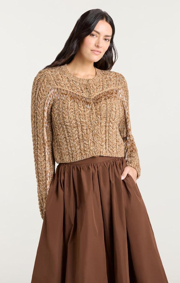 Sept Cinq Bugle Fringe Lisabeth Cardigan Sweater Knits