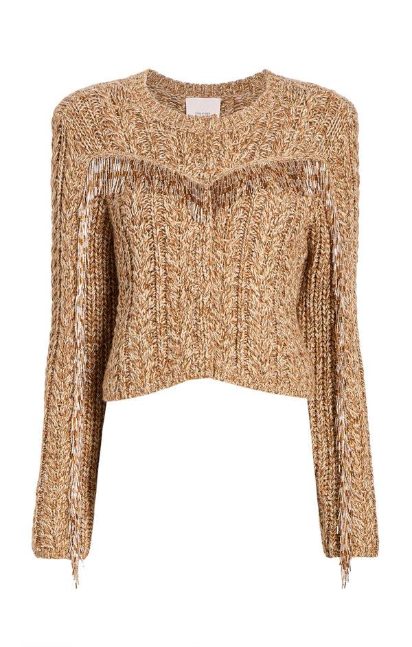sept cinq Bugle Fringe Lisabeth Cardigan Sweater Knits