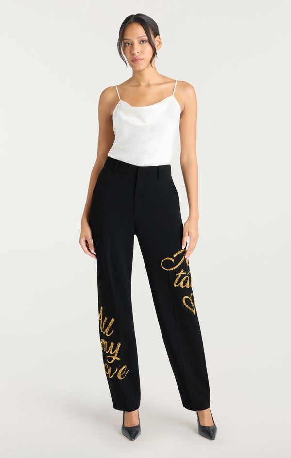 Sept Cinq Crushed Sequin Loveletter Collins Pant Pants