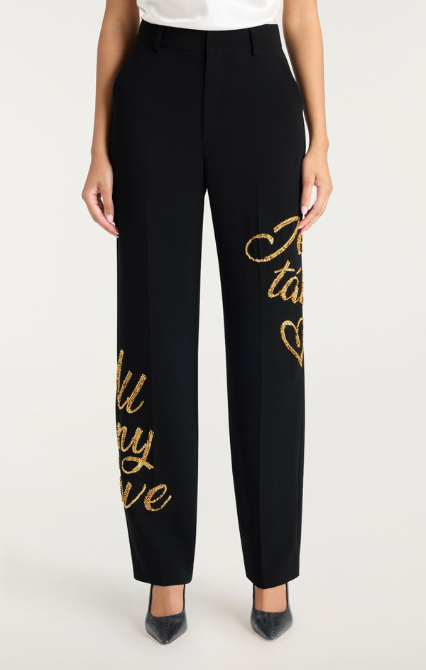 Sept Cinq Crushed Sequin Loveletter Collins Pant Pants