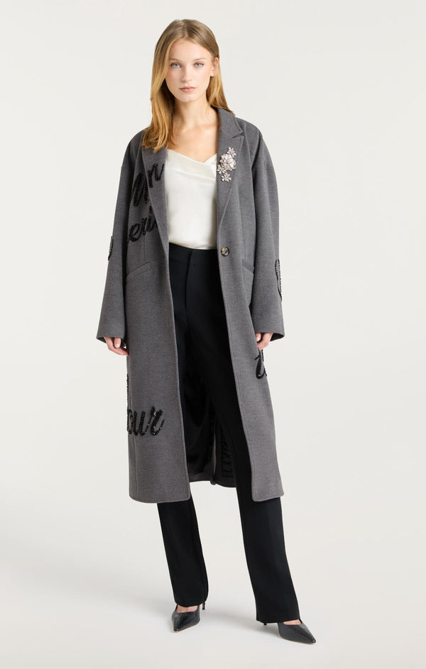 Sept Cinq Crushed Sequin Loveletter Gravis Coat Coat