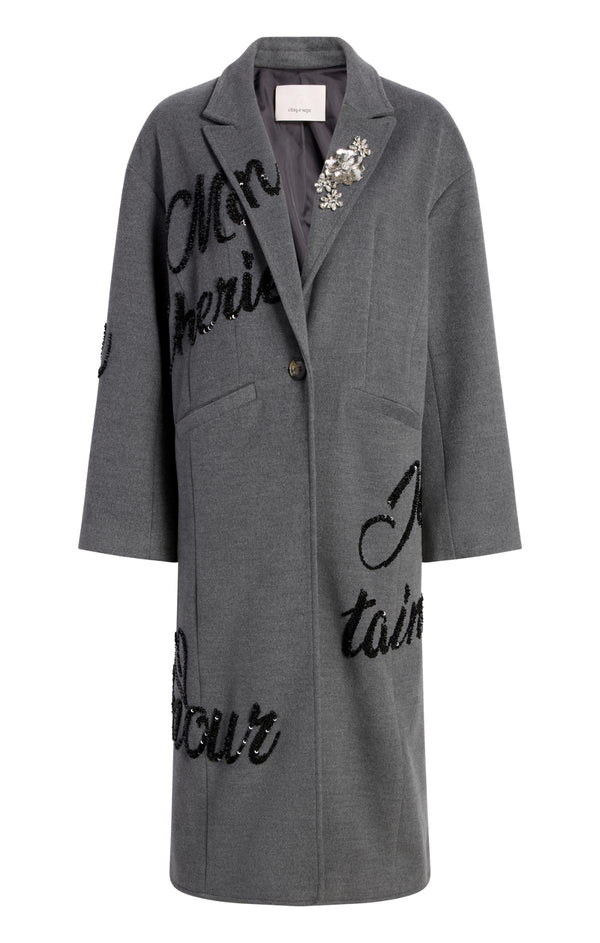 sept cinq Crushed Sequin Loveletter Gravis Coat Coat