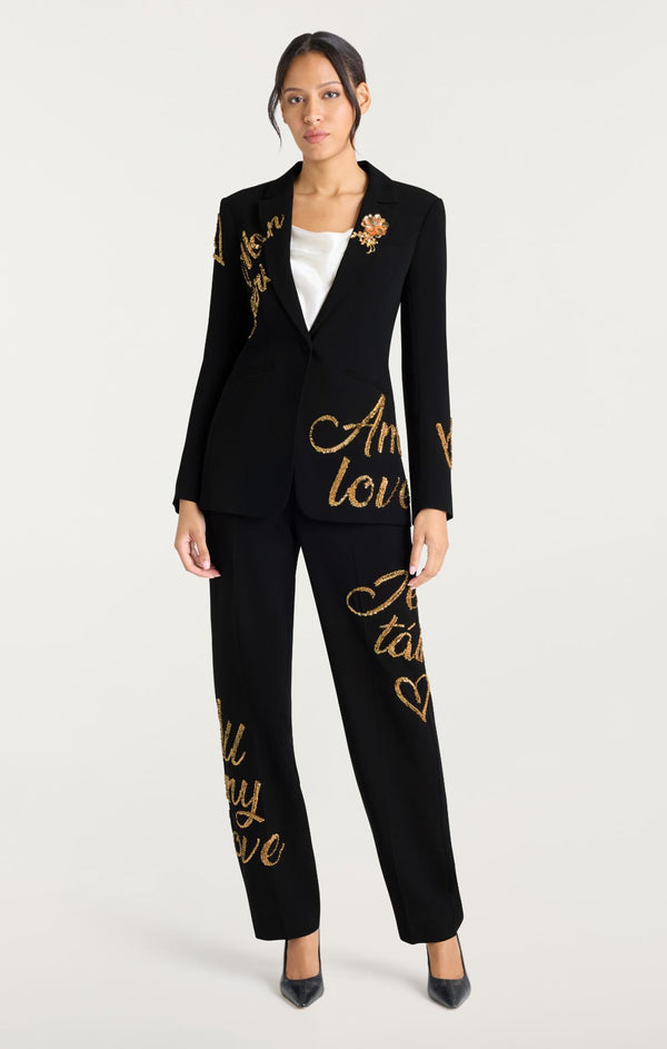 Sept Cinq Crushed Sequin Loveletter Karlie Blazer Jacket