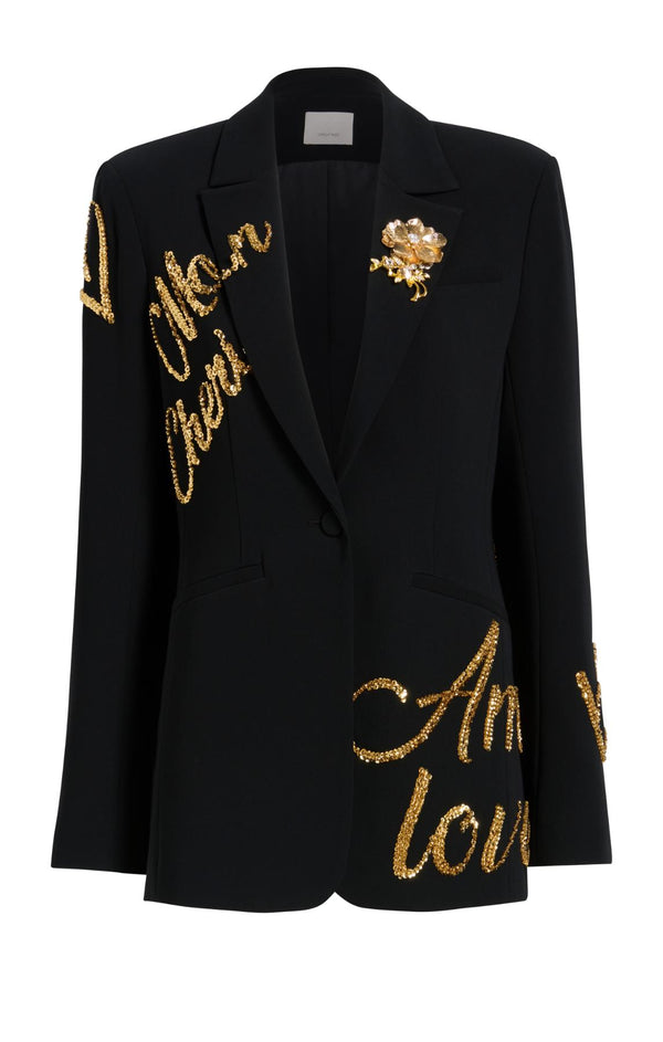 sept cinq Crushed Sequin Loveletter Karlie Blazer Jacket