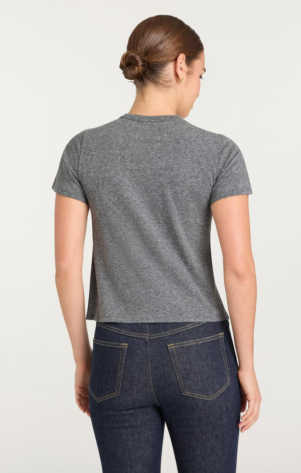 Sept Cinq Crystal Amour Heart Shrunken Tee Knit Top