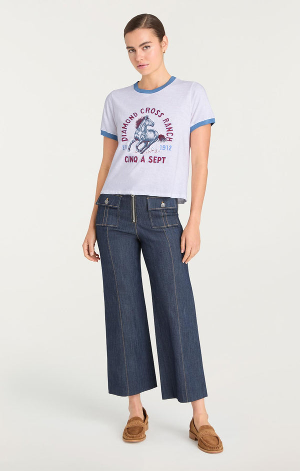 Sept Cinq Diamond Cross Ranch X 5a7 Shrunken Ringer Tee Knit Top