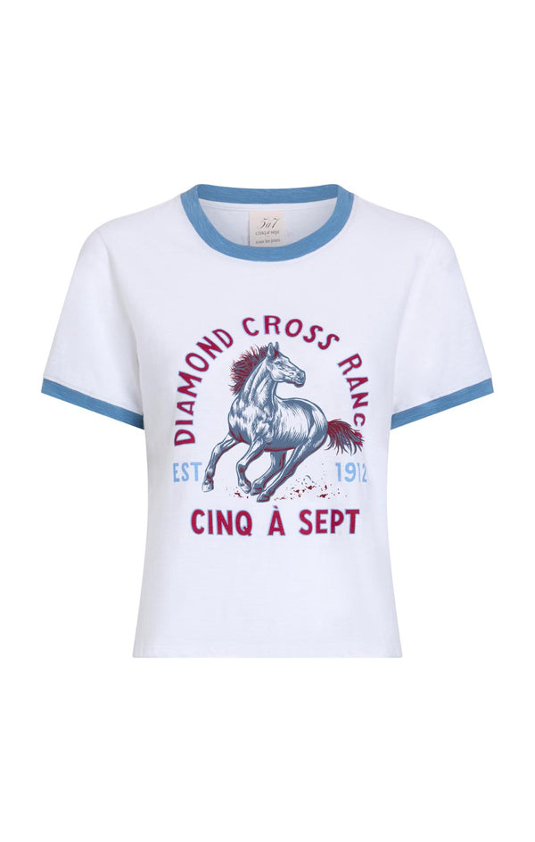 Sept Cinq Diamond Cross Ranch X 5a7 Shrunken Ringer Tee Knit Top
