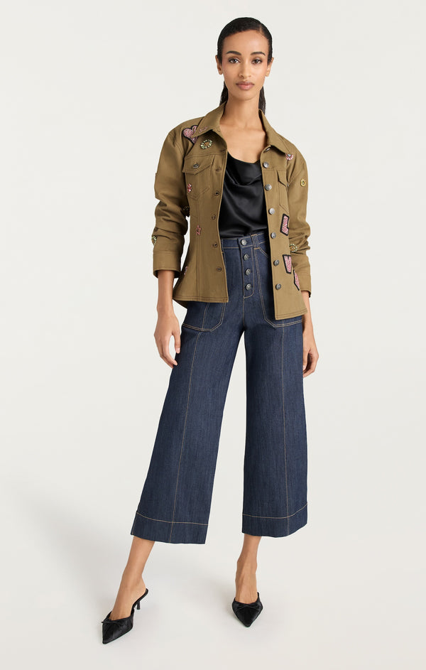 Sept Cinq Ditsy Love Scrunched Canyon Jean Jacket Jacket