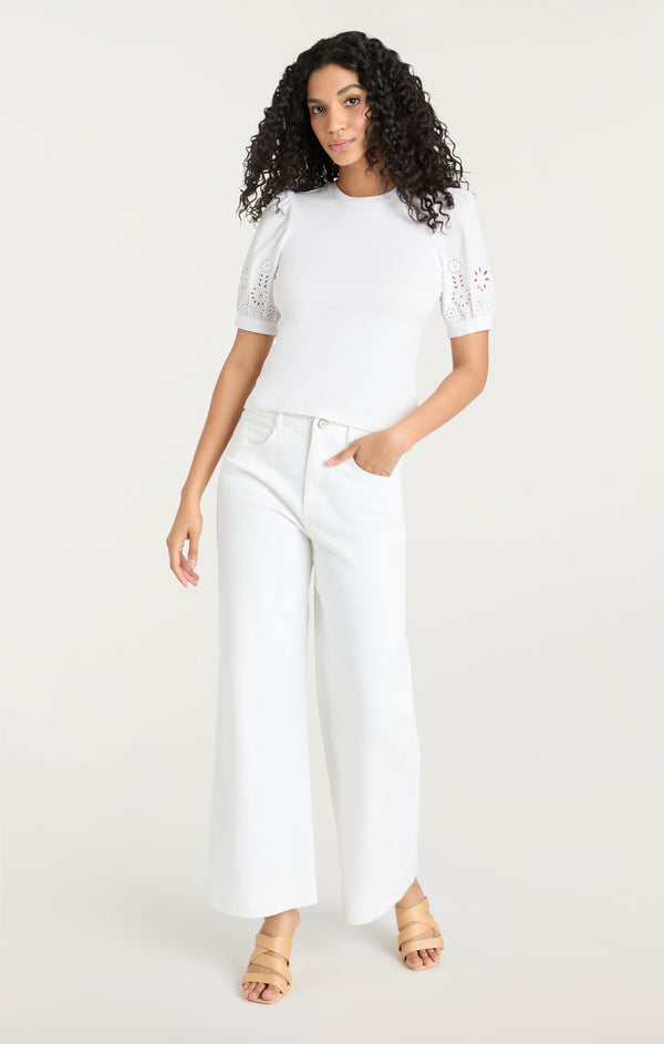 Sept Cinq Embroidered Mazie Eyelet Coria Top Knit Top