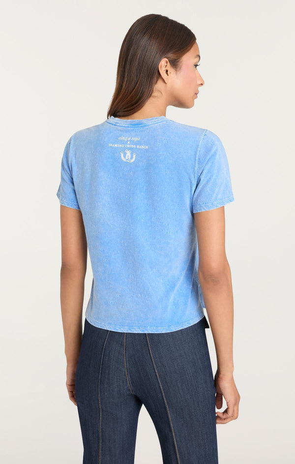 Sept Cinq Garment Dyed Cowgirls Do It Better Shrunken Tee Knit Top