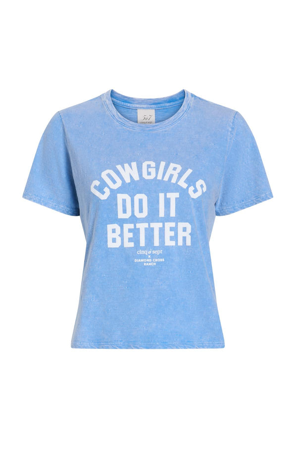 sept cinq Garment Dyed Cowgirls Do It Better Shrunken Tee Knit Top