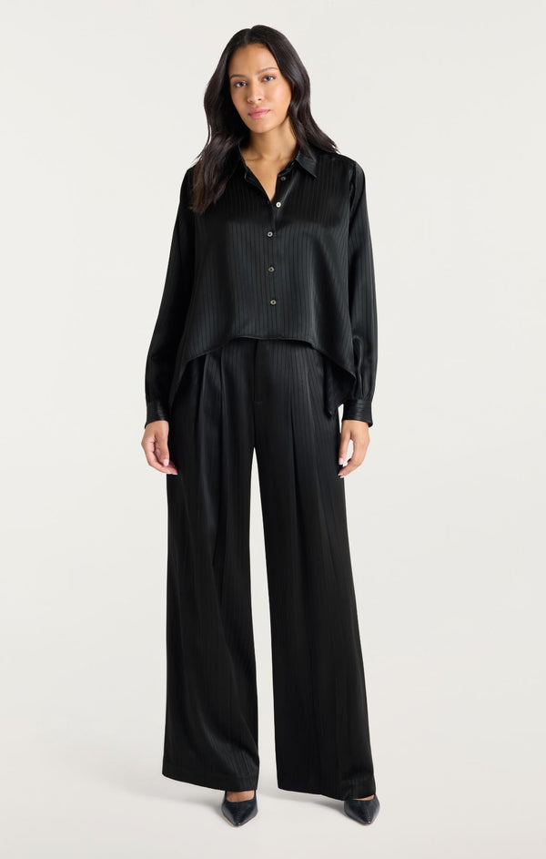 Sept Cinq Georgia Satin Stripe Gasira Top Woven Tops