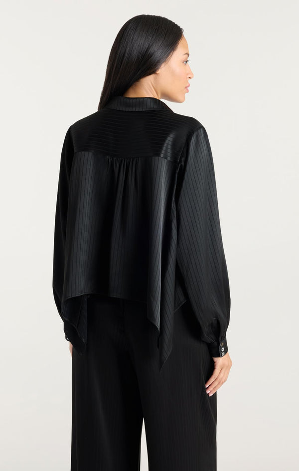 Sept Cinq Georgia Satin Stripe Gasira Top Woven Tops