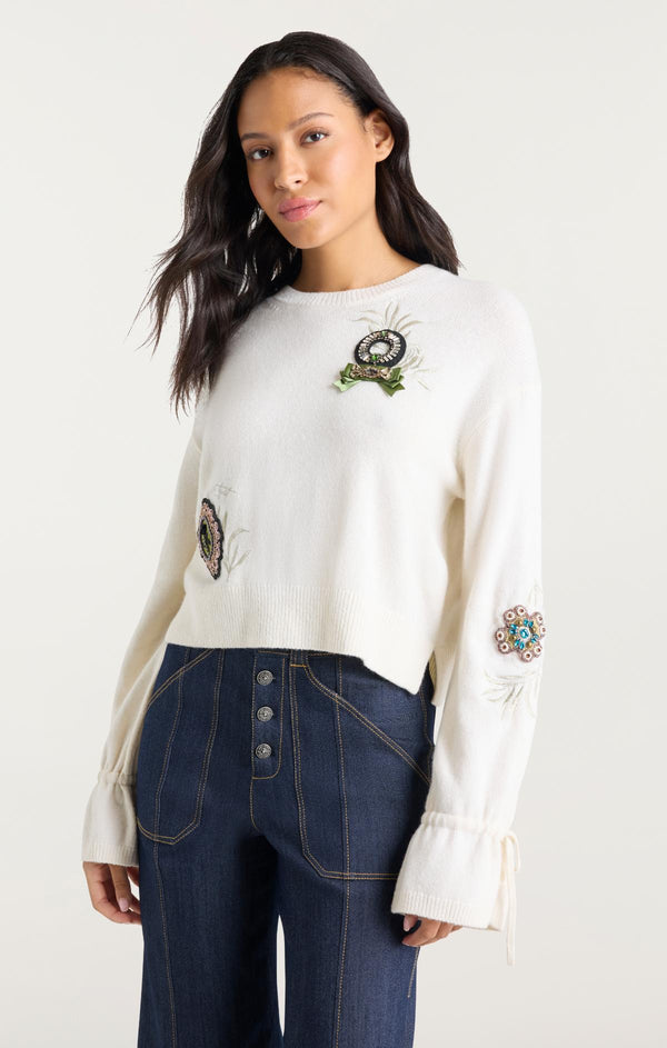 Sept Cinq Heritage Rose Patch Tasha Pullover Sweater Knits