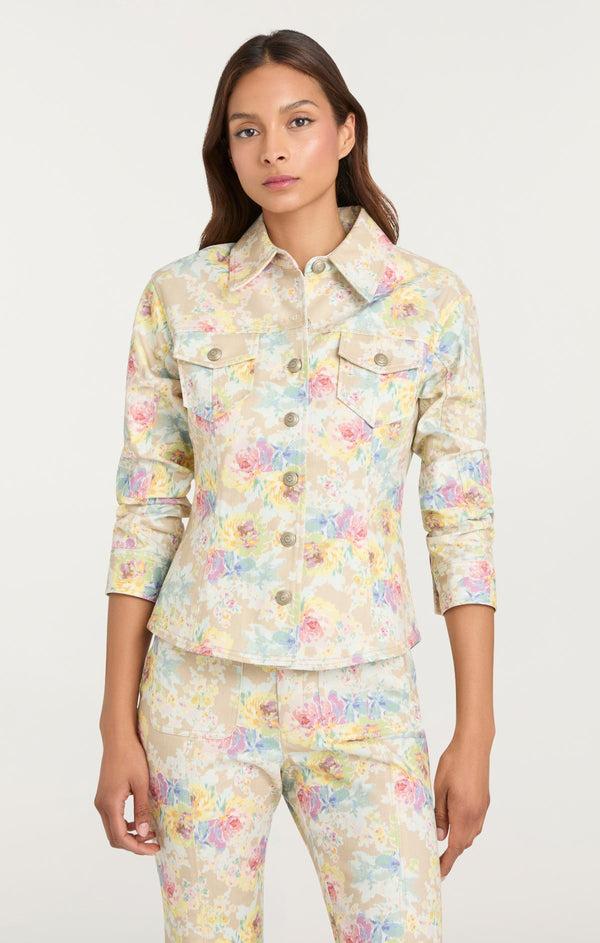 Sept Cinq Ikat Bouquet Scrunched Canyon Jean Jacket Jacket