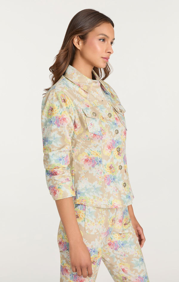 Sept Cinq Ikat Bouquet Scrunched Canyon Jean Jacket Jacket