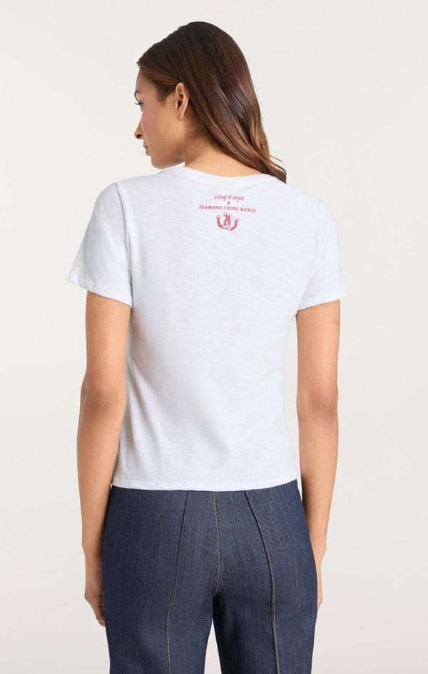 Sept Cinq Jadore Cowboys Diamond Cross Ranch Shrunken Tee Knit Top